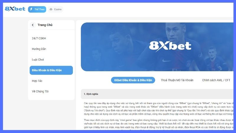 Đôi nét về điều khoản & điều kiện 8xbet 